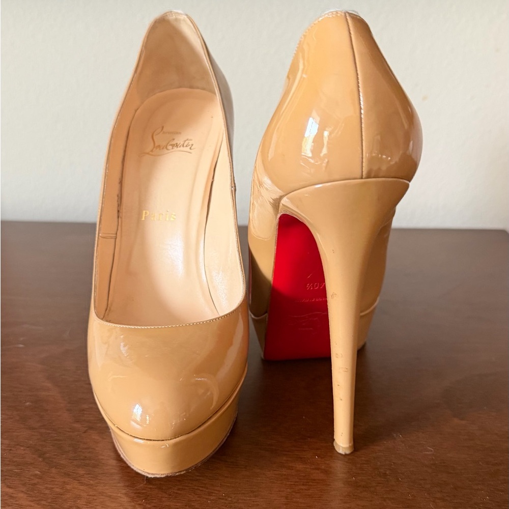 Christian Louboutin Bianca patent 140 pumps nude 40.5